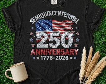 America 250th Anniversary Comfort Colors Shirt, Faux Rhinestone USA Flag Tee, 1776-2026 Patriotic Shirt