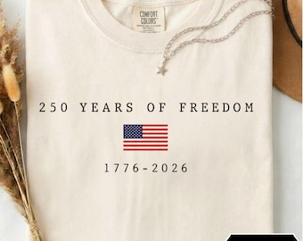 USA 250 Years Freedom Shirt, Minimalist Patriotic Tee, Comfort Colors® Graphic Top