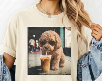Coffee Doodle Dog Shirt, Goldendoodle Coffee Lover Tee, Comfort Colors Dog Mom Shirt