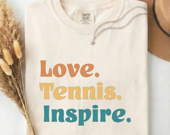 Retro Tennis Shirt, Love Tennis Inspire Graphic Tee, Motivational Gift for Tennis Player, Comfort Colors T-Shirt for Women