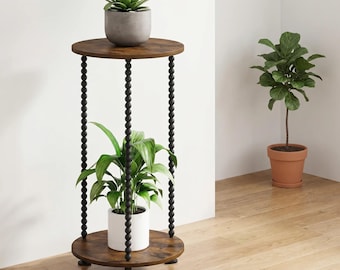 2-Tier Indoor Plant Stand, 23” Tall Metal Plant Holder, Small Corner Flower Stand for Living Room, Balcony or Patio Decor
