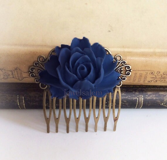 navy wedding hair accessories