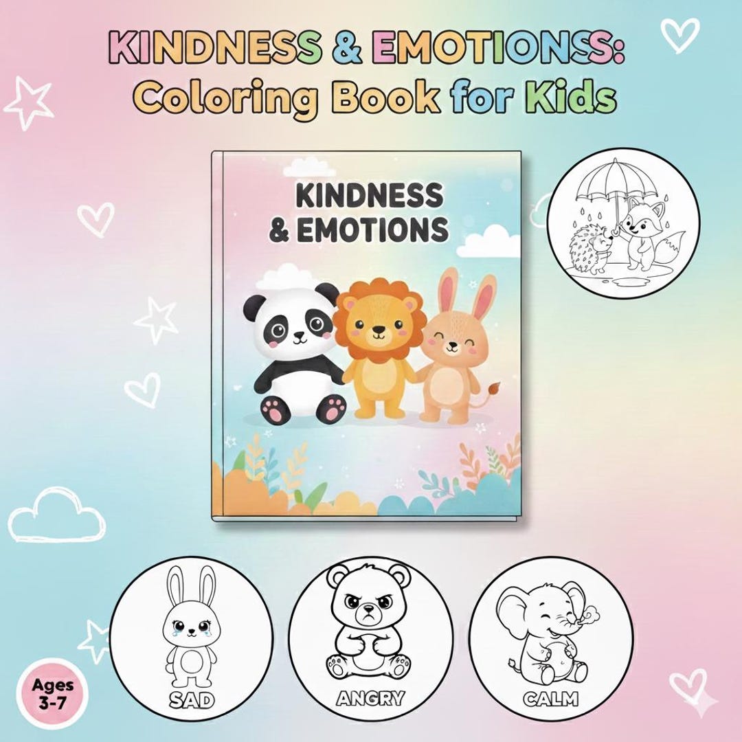 Kindness & Emotions Coloring Book for Kids Ages 3–7 | Printable ...