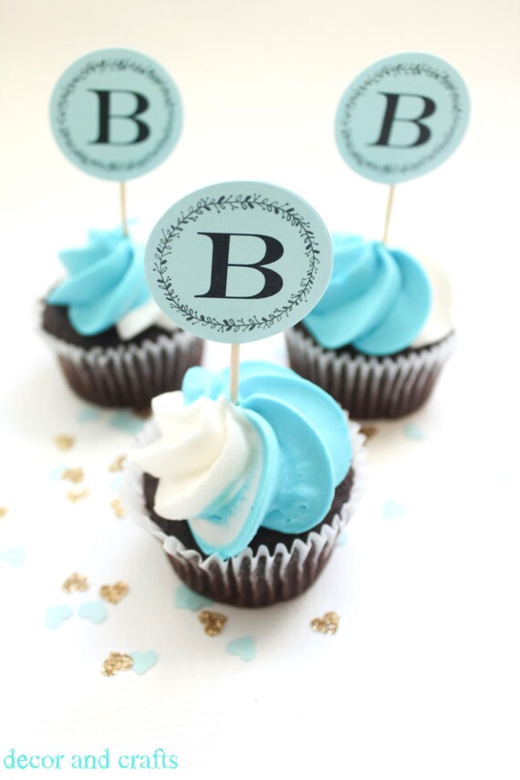 Boy Baby Shower Cupcake Topper Blue For