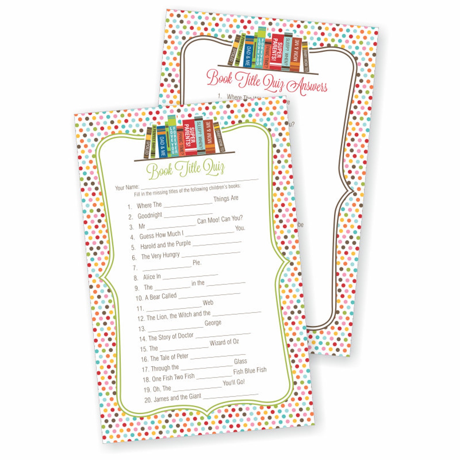 Book Baby Shower Game Printable Book Theme Story Book Games Etsy