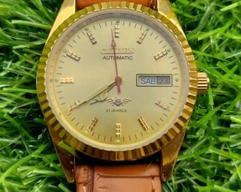 Orologio automatico Citizen con quadrante color oro, ricondizionato, prodotto in Giappone