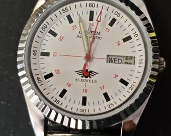 Orologio da uomo Citizen con movimento automatico meccanico 8200, colore bianco, 21 rubini.