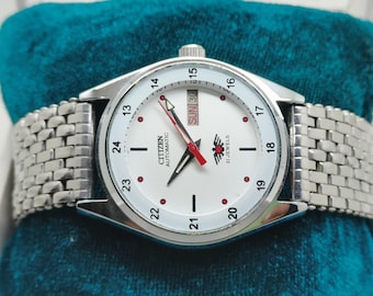 Mechanical Citizen Automatic Movement 8200 men's watch white , 21 jewels