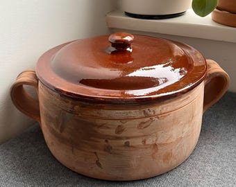 Vintage Vallauris French Terracotta Pot with Matching Lid