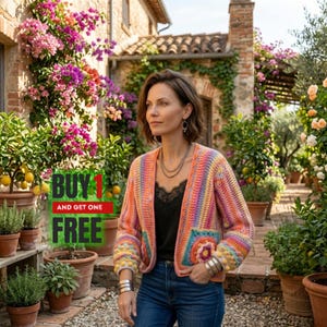 Hexagon Bomberjacke Häkelanleitung | Boho Grandma Square Strickjacke (PDF Download)