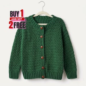 Einfaches Häkelmuster, Strickjacke mit Rundhalsausschnitt (PDF Download)