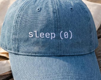 Sleep Debt Dad Cap | sleep (0) Embroidered Denim Hat for Burned Out Engineers Linux Terminal Humor Backend Dev Startup Life CS Student Gift