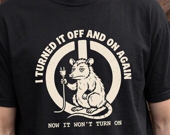 IT Guy Tech Support Shirt | Funny Opossum Tee For Computer Repair Tech Or Sysadmin | Family Tech Support Gift For Dad, Husband Or Brother