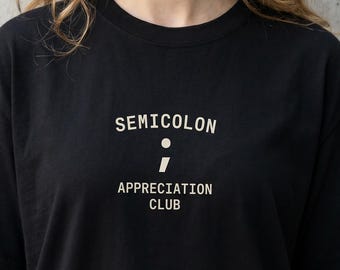 Semicolon Code Shirt Tee for Developers | Syntax Punctuation Humor Club | Java C++ Coding Joke Minimal Dark Nerd Graphic Tee Meme Print