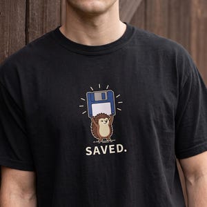 Floppy Disk Shirt, Hedgehog Tee | Retro Computer Gift For Programmer, Computer Lab Teacher | 90s Nostalgia Vintage Tech For Hedgehog Lovers