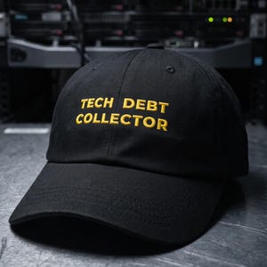 Gift For Lead Developer Technical Debt Collector Hat | Senior Coder Credential Badge Cap | Legacy Codebase Career Promotion Present Idea