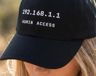 192.168.1.1 Admin Access Hat | Router Login Humor for Sysadmins, WiFi Setup Gift, Network Engineer Adjustable Tech Cap IT Support Dad Hat