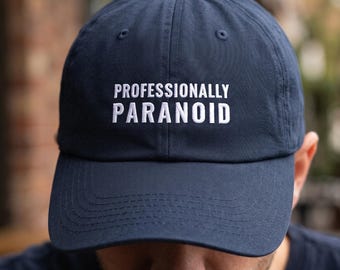 SOC Analyst Gift Hat Professionally Paranoid Cap | Blue Team Cyber Security Threat Hunter Joke | Sarcastic Infosec Defender Deadpan Wear