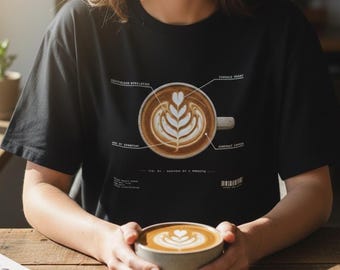 Latte Art Graphic Tee Barista Style Shirt Espresso Pour Design Coffee Streetwear Top Aesthetic Milk Pour Apparel Rosetta Icon Wear