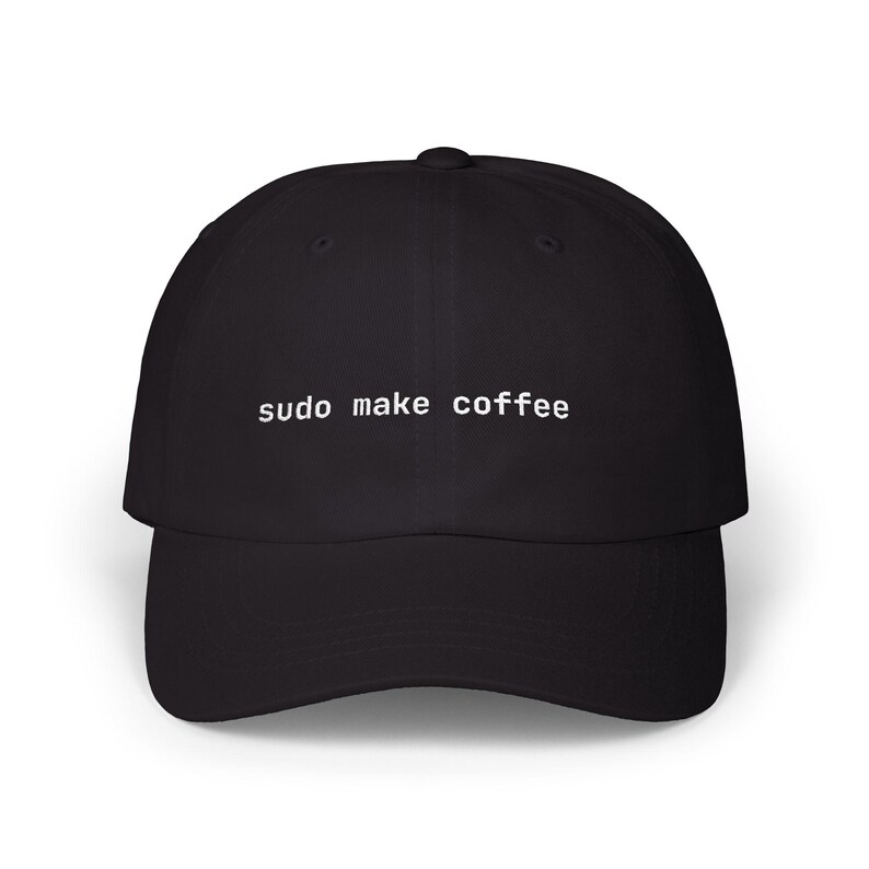 Cappello con comando Coder Coffee / Cappello ricamato Sudo Make Coffee / Cappello umoristico per terminale Linux, regalo per sviluppatori, papà, programmatore, stile nerd Black