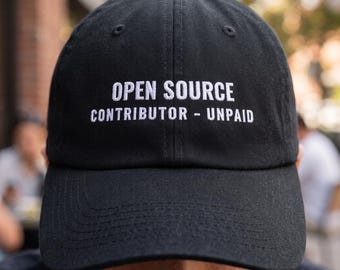 Open Source Contributor Hat Unpaid Volunteer Cap | Foss Repo Maintainer Coder Life Joke | Sarcastic Linux Programmer Command Line Punny Gift