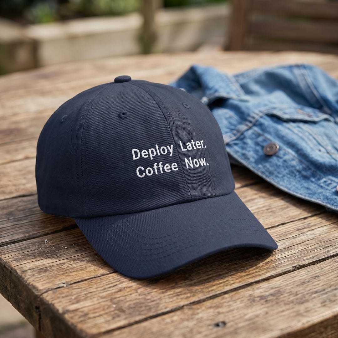Deploy Later Coffee Now Hat Funny Programmer Gift Software Engineer Cap ...