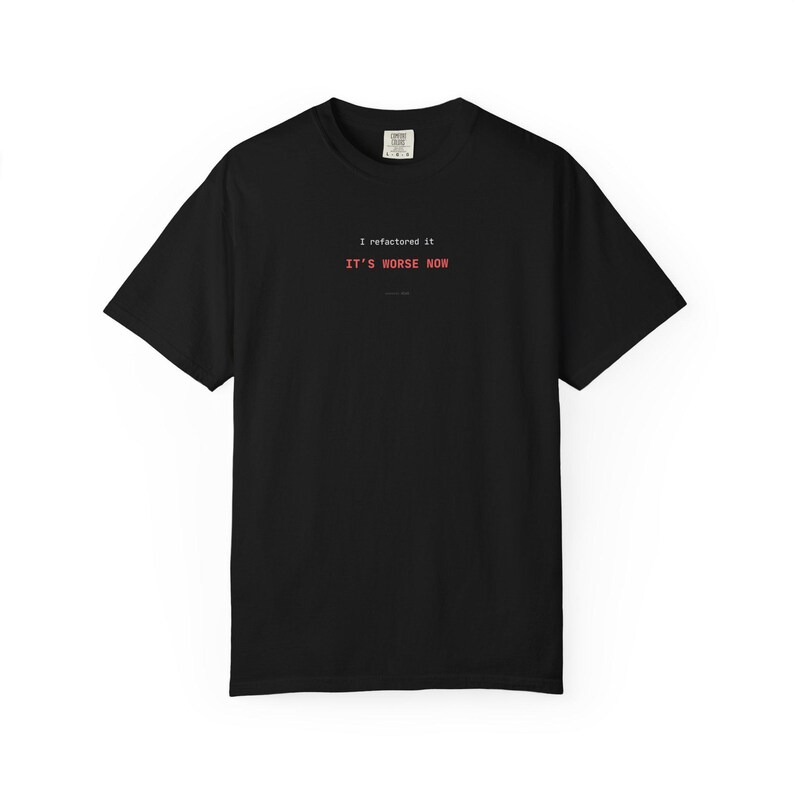 Camiseta de ingeniería de software / Camiseta de refactorización de código / Regalo de graduación para arquitecto de sistemas / Regalo de cumpleaños para soporte técnico de TI / Pánico por sistema roto Black