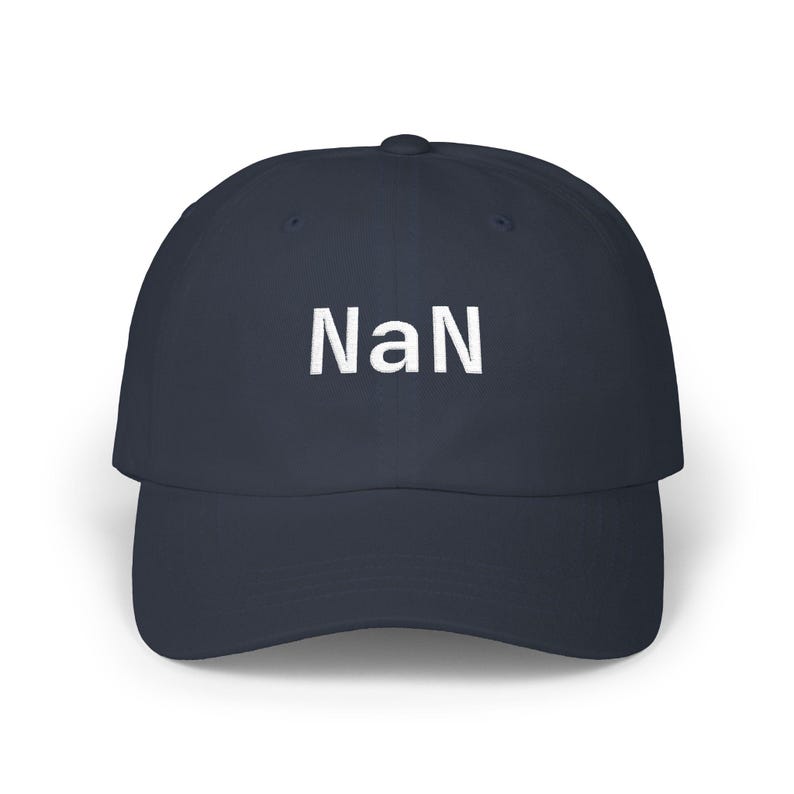 Gift For Programmer NaN Javascript Hat Bug Joke | Data Analyst Python Pandas Cap | Web Developer Data Scientist Coder Office Present Idea Navy