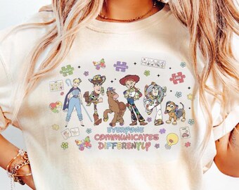 Toy Story To Autism and Beyond Shirt, Disney Autism Awareness Tee, Puzzle Piece, Disneyland Family Trip, Everyone Communicates Differently