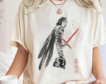 Star Wars Kylo Ren Japan Sumi-e Ink Wash Aquarell Shirt, The Force Awakens Film T-Shirt, Disney Galaxy Edge Girls Trip, Star Wars Day Tee