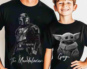 Disney Star Wars The Mandalorian und Grogu Paar Shirt, Dad und Son T-Shirt, glücklicher Vatertag, Galaxy's Edge Hollywood Studios, Bester Vater aller Zeiten