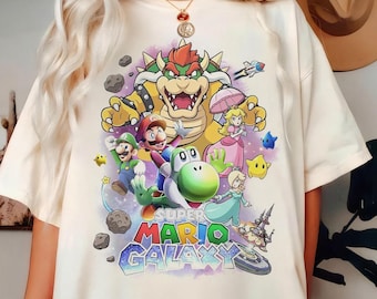 Super Mario Galaxy Movie Shirt, Peach Yoshi Oswer Luigi Graphic Tee, Nintendo Mario Streetwear Shirt, Universal Studios Fan