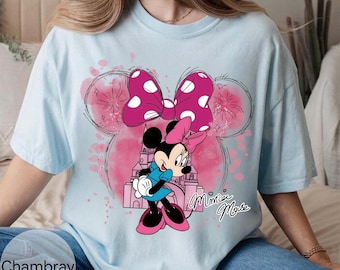 Minnie Mouse PNG, Pink Disney Castle Sublimation, Minnie Mouse Ears Head Clipart, Magical Kingdom Girl PNG, Disney Vacation Shirt Design