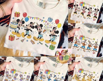 Comfort Colors Mickey & Friends Birthday Custom Shirt, Disney Mickey Minnie Donald Pluto Birthday Present Gift Tee, WDW Family Birthday Trip
