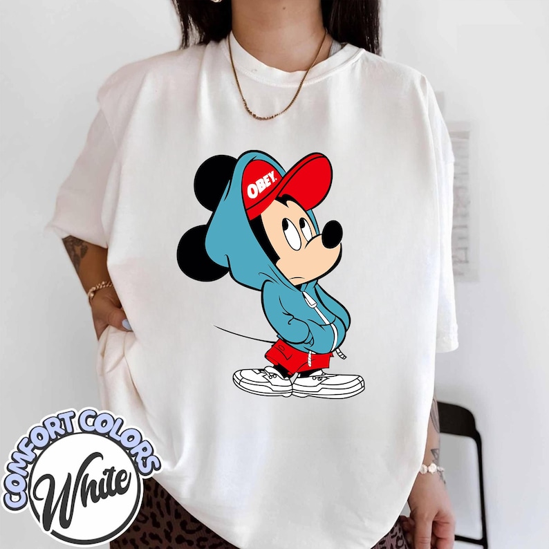 Mickey Mouse Obey PNG, Hypebeast Mickey Hoodie Design, Streetwear Mickey Digital Download, Urban Mouse Graphic for T-Shirt image 1
