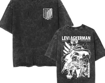 Levi Ackerman Humanity's Strongest Soldier Mineral Wash T-Shirt, Attack on Titan Scouting Legion Vintage Shirt