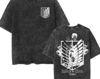 Attack on Titan Shifters Mineral Wash T-Shirt, Wings of Freedom Scouting Legion Vintage Shirt, Eren Yeager Armored Titan Graphic Tee