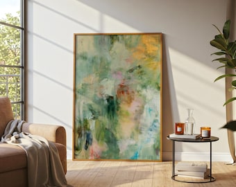 Stampa artistica con texture astratta dai colori tenui, arredamento moderno e neutro