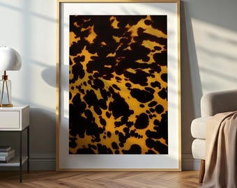 Stampa su tela astratta nero-arancione, arte moderna color ambra, decorazione murale materica.