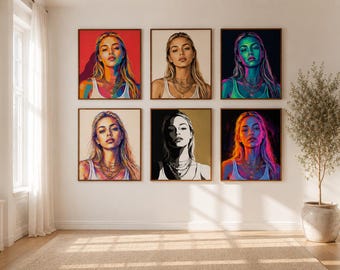 Custom Pop Art Portrait From Photo, Personalized Wall Art, Framed Print.