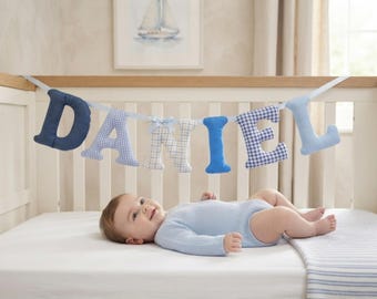 Personalized Floral Striped Letter Cozy Banner Decoration with Name Nursery Decor Baby Shower Baby Announcement Gift for Baby New Parent