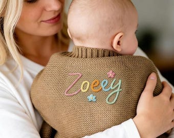 Spersonalizowany kocyk dla dziecka z ręcznie haftowanym imieniem, dekoracja do domu, prezent na urodziny i baby shower dla noworodka i nowego rodzica