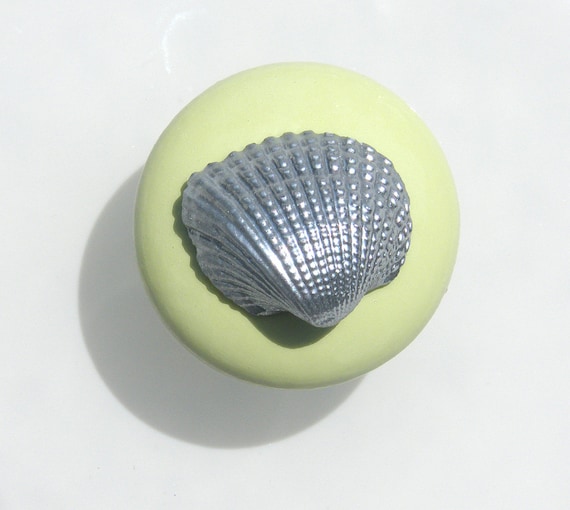 Cabinet Knobs in Chartreuse green with silver shells for Coastal Home Decor needs