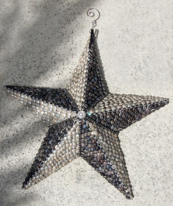 Large Seashell Star with Crystals