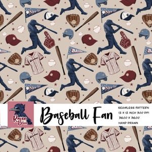 Thème baseball, sports, modèle sans couture, papier peint, papier numérique (téléchargement numérique)