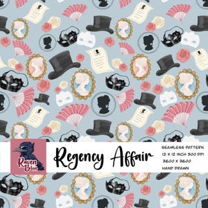 Regency style seamless pattern, digital paper, wallpaper, invitation (Digital Download) image 1