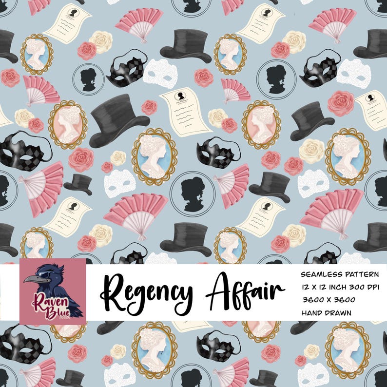 Regency style seamless pattern, digital paper, wallpaper, invitation (Digital Download) image 1
