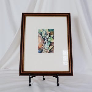 Vintage original abstract floral watercolor painting- signed