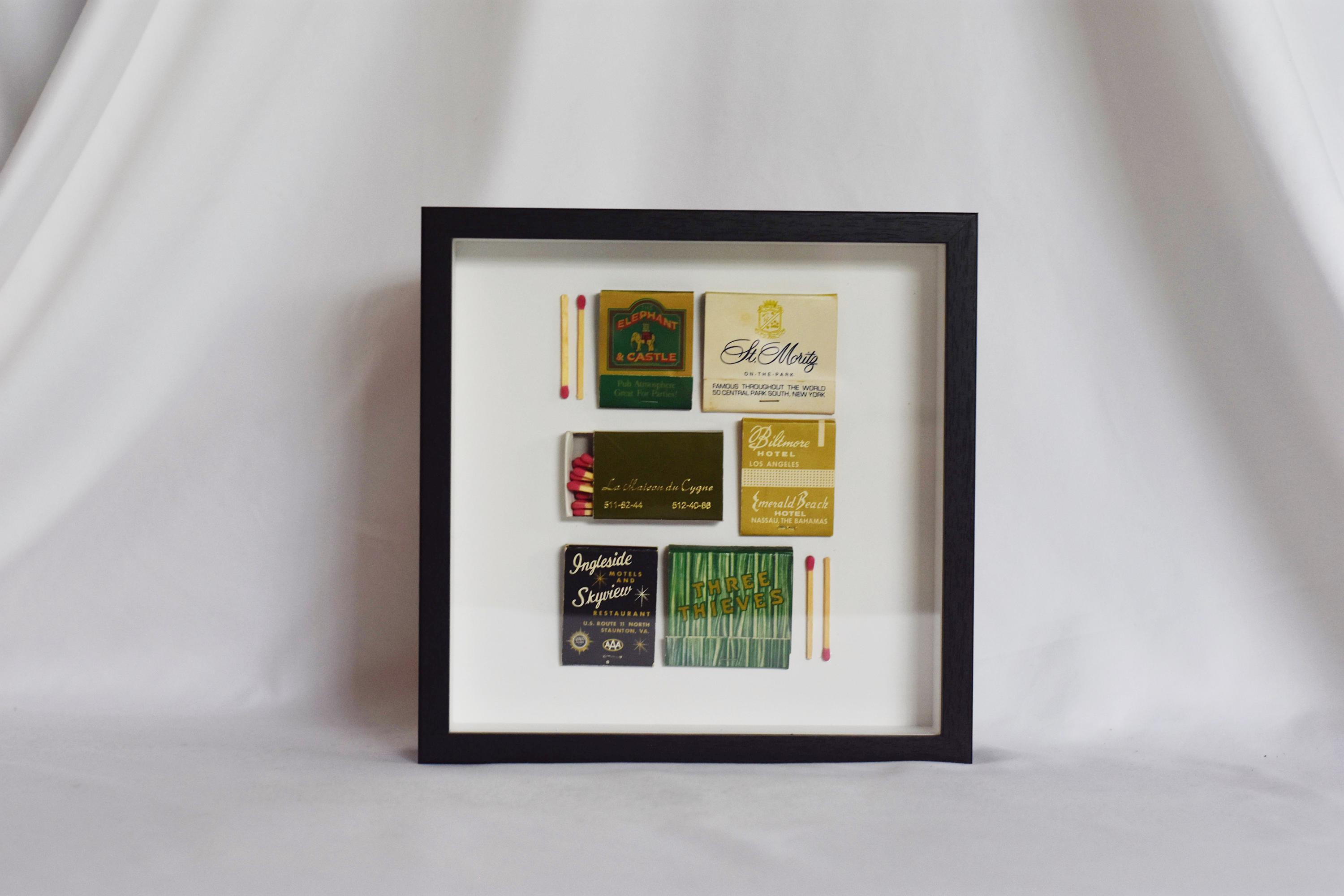 Vintage Matchbox Collection in Shadowbox- Green, Black and Gold Set - Etsy