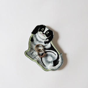 Vintage Enamel On Metal Dog Ring Dish